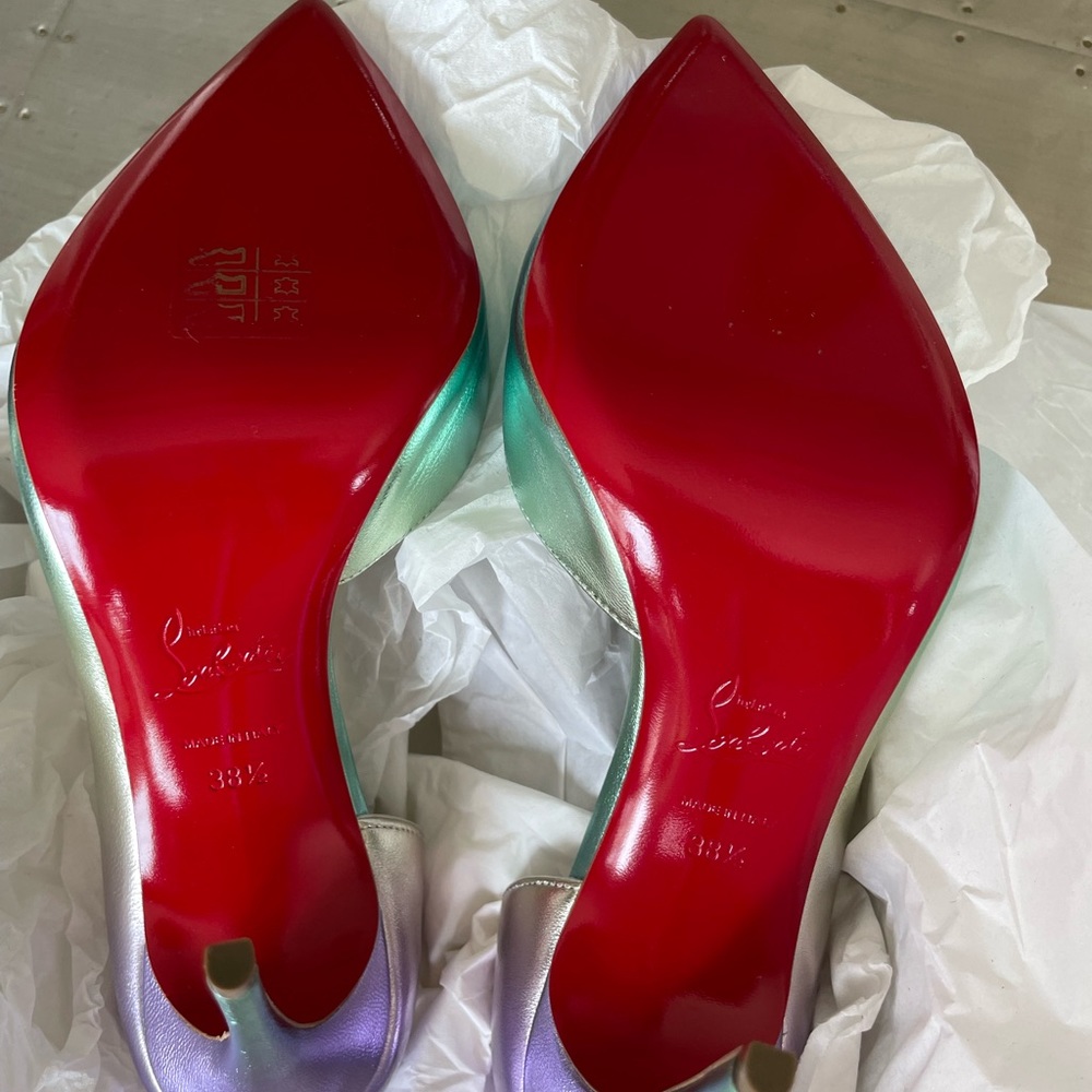 christian louboutin iriza 100mm stiletto sz 38.5 licorne silver iridescent - Picture 8 of 11